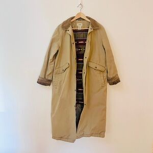 Vintage L.L. Bean Canvas Blanket Lined Barn Jacket / Duster Coat